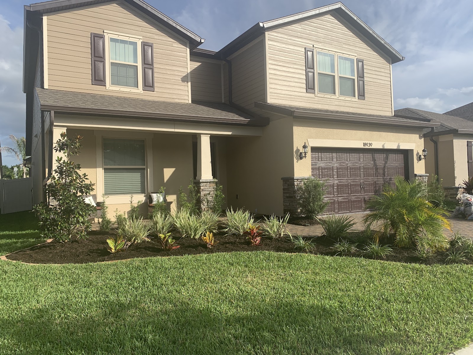 Landscaped bed beside a home